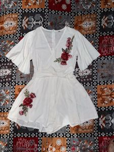 White Floral Romper Dress