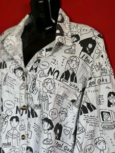 Cute Cartoon Print Button-Up Shirt