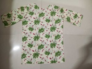 Floral Print V-Neck Kurta