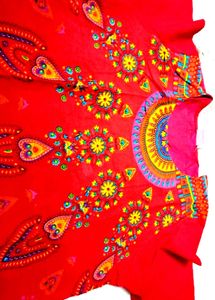 Red Embroidered Kurta