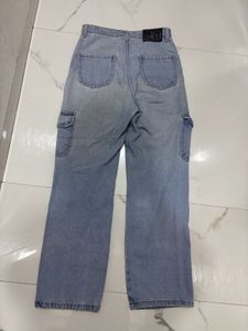 Light Wash Denim Cargo Pants