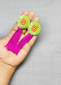 Vibrant Beaded Tassel Earrings