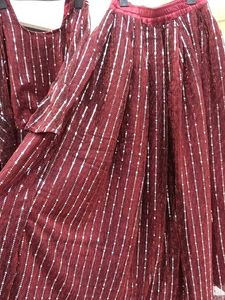 Maroon Sequin Lehenga Set