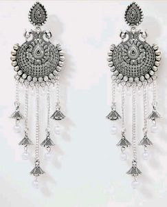 Oxidised Dangle Jhumka Earrings