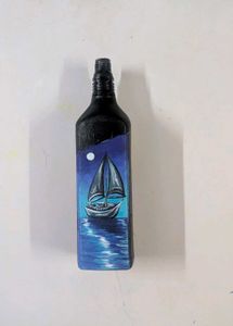 Hand Painted Seascape ship Bottle Art