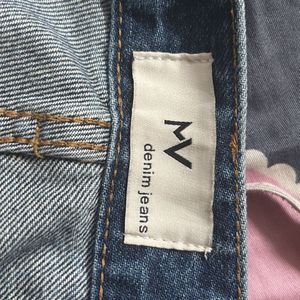 Wide Leg Blue Wash Denim Jeans