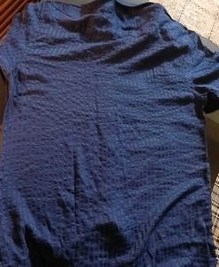 Men's Blue Textured Short Sleeve Shirt