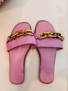 Stylish Pink Chain Slide Sandals