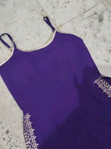Elegant Purple Kurta Set with Mirror Work