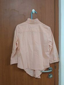 Peach Button-Up Collared Shirt