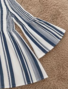 set of two Blue &amp; White Striped Off-Shoulder To