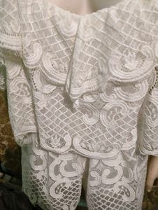 White Lace Ruffle Romper