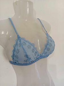 Light Blue Embroidered Bra