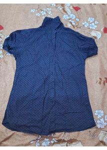 Navy blue polka dot shirt