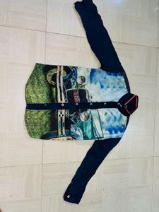 Boys Blue Car Print Shirt