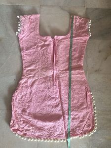 Pink Pom-Pom Kurti With Back Zip