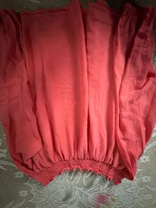 Coral Smocked Crop Top