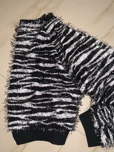 Fuzzy Zebra Print top