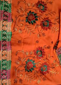 Rust colour Saree Sequin work and embroidery