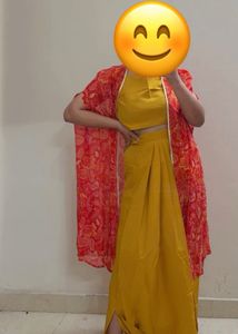 Yellow Crop Top Dhoti Set💛❤️