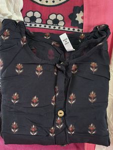 Black Printed Kurta With Plazzo