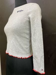 Tommy Hilfiger Ribbed Long Sleeve Crop Top