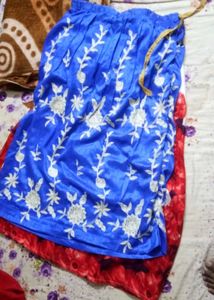 Vibrant Blue Embroidered Ethnic Skirt