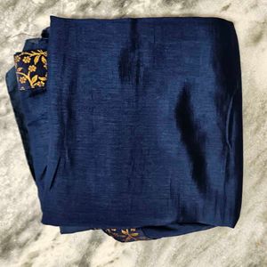 Elegant Navy Blue Saree with Gold Embroidery