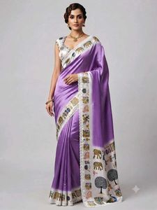 New Radha Rani Elegant Purple Elephant Print Saree