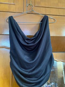 Black Cowl Neck Ruched Top