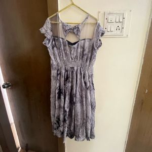 Stylish Grey Tie-Dye Dress