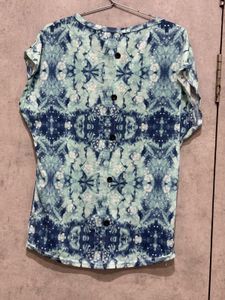 Blue Tie-Dye Embellished Top