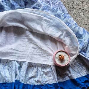 Blue Tiered Long Frock
