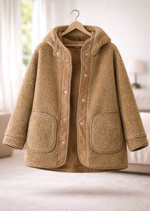 Cozy Beige Hooded Teddy Jacket - Unisex