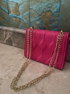Hot Pink Quilted Crossbody Bag