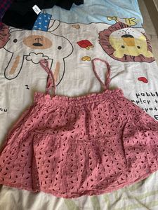 Pink Eyelet Tiered Camisole Top