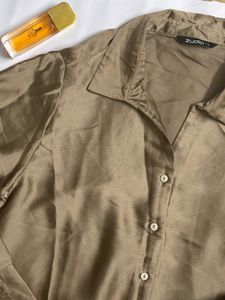 Satin Button-Up Shirt