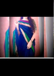 Elegant Grey Saree with Striped Pattern