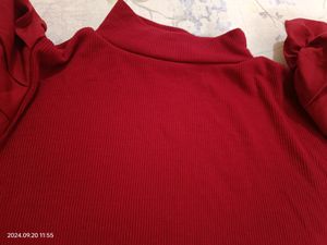 High Neck Maroon Top