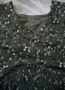 Green Floral Smocked Maxi Dress