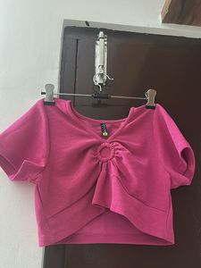 Hot Pink Cropped Ring Detail Top