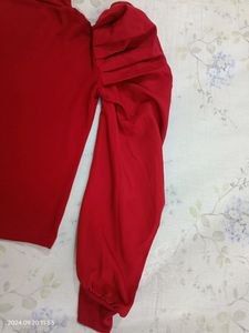 High Neck Maroon Top