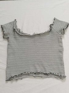 Striped Off-Shoulder crop Top
