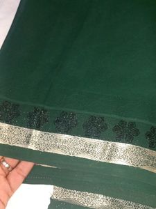 New Bottle Green Colour Plain Standard Saree
