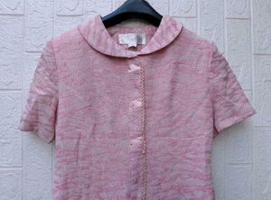 New with tag Pink Textured Peter Pan Collar Top