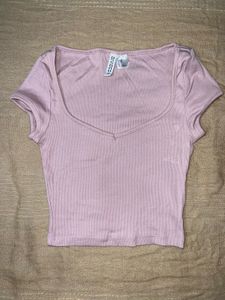 Light Pink Ribbed Crop Top