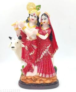 BRIJ HAATPolyresin Radha Krishna with Cow Playing