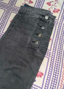 Tokyo Talkies Charcoal Black High-Waist Straight