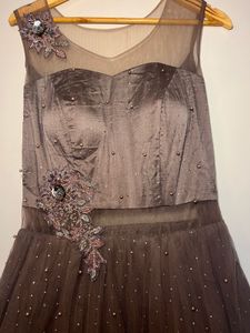 Elegant Grey Embellished Dress