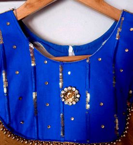Rich Gold &amp; Blue gown (frock )with legging free na